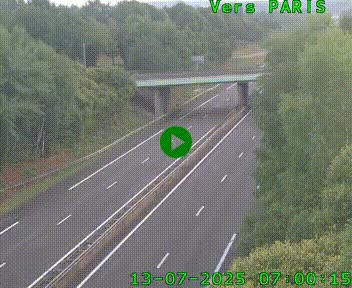 Caméra routière sur l'autoroute A20 au nord de Limoges, à la jonction avec la N520. Vue orientée vers Paris