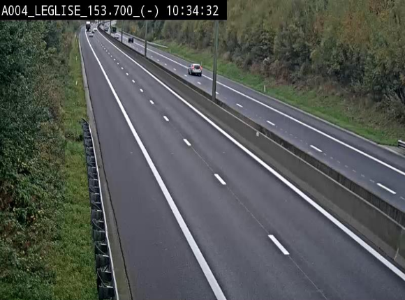 Webcam autoroute A4 (E411-E25) à Léglise, avant la jonction avec la N40. Vue orientée vers Bruxelles