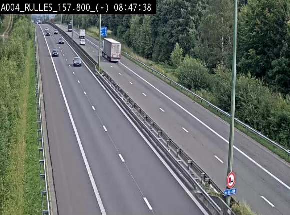 Webcam à Marbehan sur l'E411 à hauteur de la sortie 28a Rulles. Vue orientée vers Bruxelles