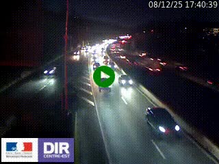 Caméra autoroute sur A6 - Valvert, près de Lyon, en direction de Paris, à hauteur de la sortie 36 Porte du Valvert