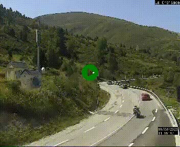Webcam au carrefour de la croisade, à la jonction entre la N22 et la N320, avant le poste de douane franco-andorrane. Webcam à 1790 mètres d'altitude