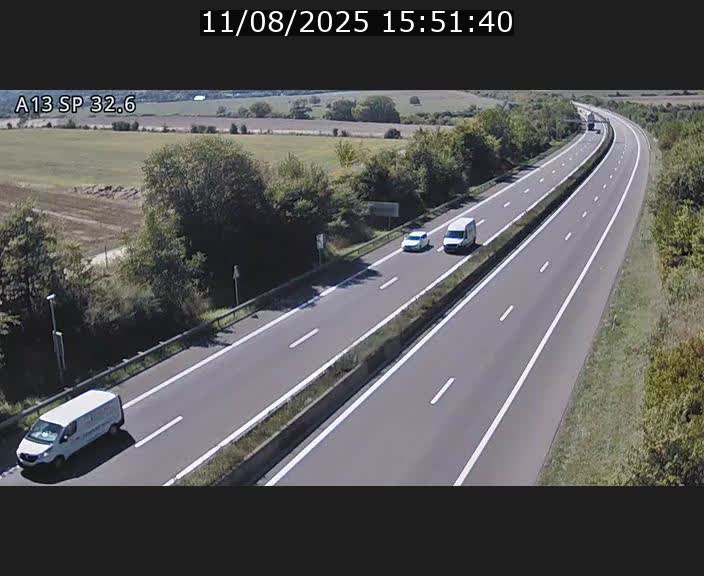 Webcam info trafic A13 à hauteur de Mondorf-les-bains. Vue orientée vers Altwies