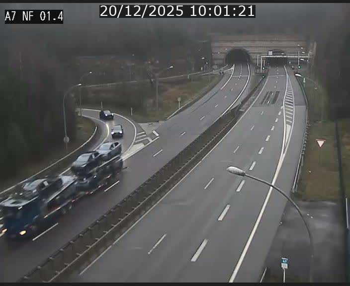 Caméra autoroute Luxembourg A7 - Echangeur Waldhaff - direction Tunnel Stafelter