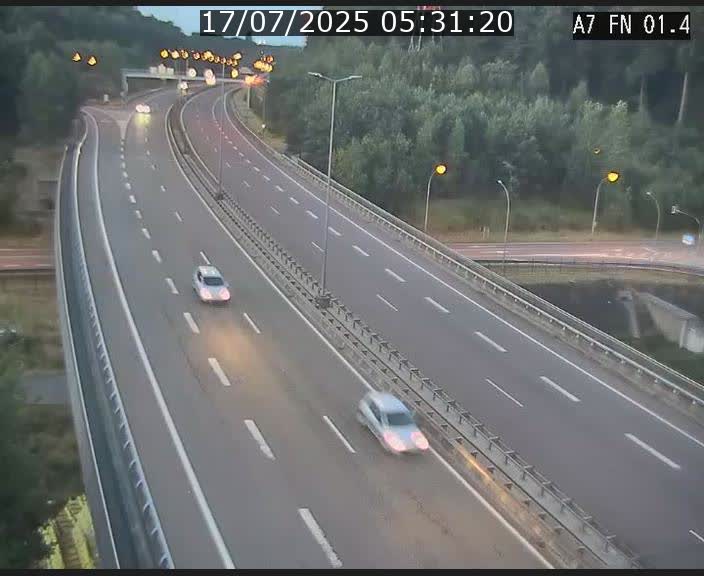 Caméra autoroute Luxembourg A7 - Tunnel Stafelter - direction Echangeur Grünewald
