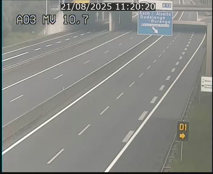 Traffic live webcam Luxembourg Croix de Bettembourg - A3 - BK 10.7 - direction France