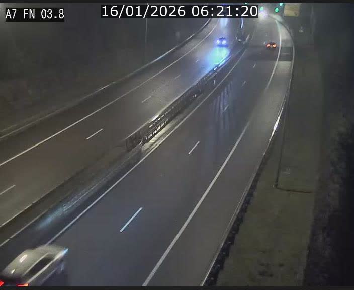 Caméra autoroute Luxembourg A7 - Passage à gibier Rëngelbour - direction Tunnel Stafelter