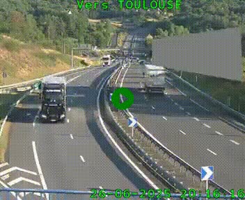 Caméra routière sur l'autoroute A20 à Noailles, en périphérie de Brive-la-Gaillarde. Vue orientée vers Toulouse