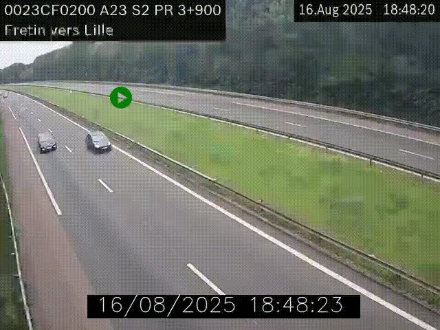 Webcam autoroute A23 à hauteur de Fretin. Vue orientée vers Lille