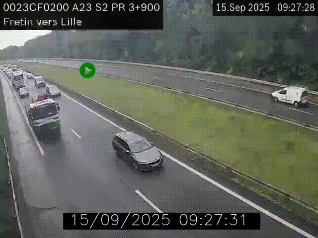 Webcam autoroute A23 à hauteur de Fretin. Vue orientée vers Lille