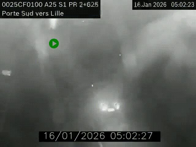 Webcam autoroute A25 sur le périphérique de Lille à hauteur de Lille-Sud et la sortie 3 Faches-Thumesnil. Vue orientée vers Lille-Centre.