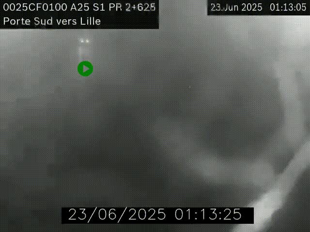 Webcam autoroute A25 sur le périphérique de Lille à hauteur de Lille-Sud et la sortie 3 Faches-Thumesnil. Vue orientée vers Lille-Centre.