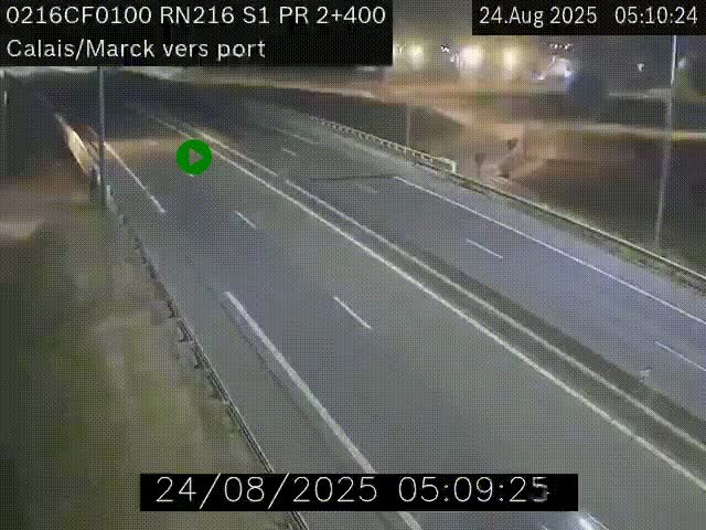 Webcam à Calais sur A216 (N216) en direction du port (harbour) de Calais.