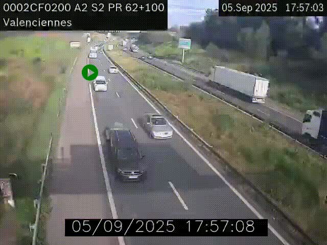 Webcam autoroute A2 à Valenciennes. Vue orientée vers Maubeuge et Mons (Belgique)