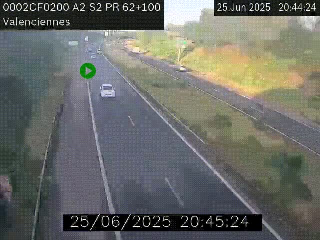Webcam autoroute A2 à Valenciennes. Vue orientée vers Maubeuge et Mons (Belgique)