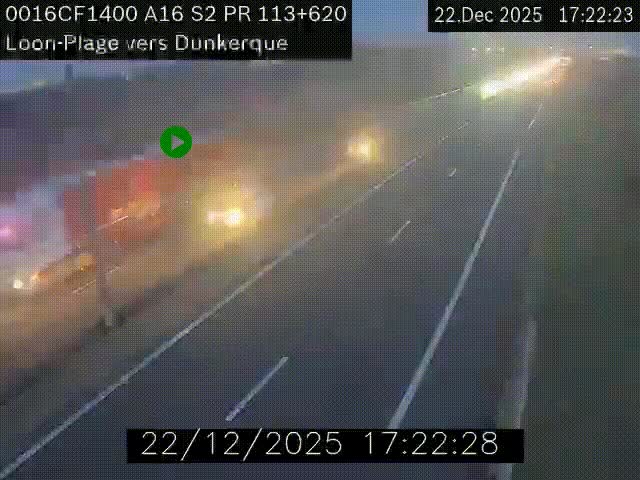 Webcam autoroute A16 à hauteur de Loon-Plage. Vue orientée vers Dunkerque et la Belgique.