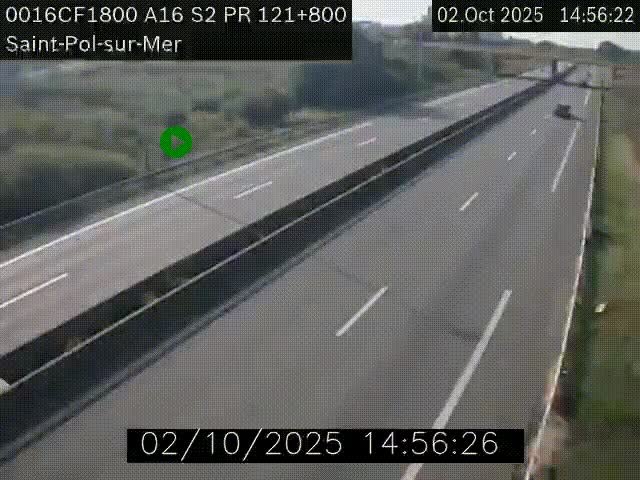 Webcam autoroute A16 à proximité de Dunkerque, à hauteur de la sortie Saint-Pol-sur-Mer. Vue orientée vers Calais
