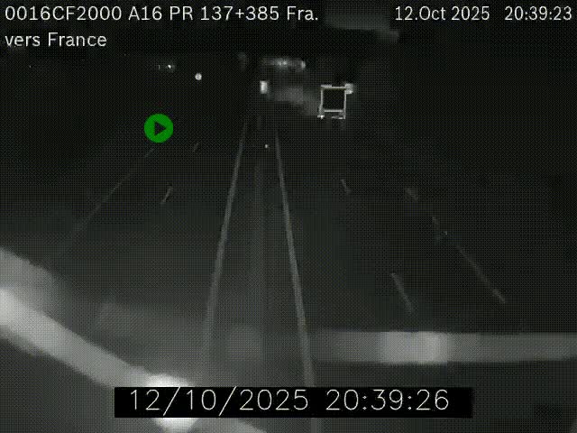 Webcam à la frontière franco-belge au niveau de Bray-Dunes/De-Panne sur l'autoroute A16. Vue orientée vers Calais