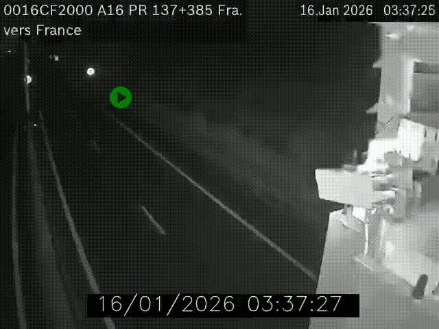 Webcam à la frontière franco-belge au niveau de Bray-Dunes/De-Panne sur l'autoroute A16. Vue orientée vers Calais