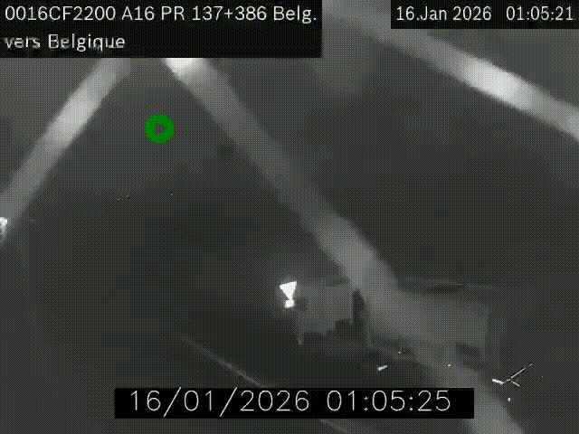 Webcam à la frontière franco-belge au niveau de Bray-Dunes/De-Panne sur l'autoroute A16. Vue orientée vers la Belgique