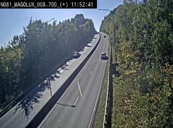 Webcam sur la N81 (E411) à hauteur de la jonction avec la N883. Vue orientée vers Longwy