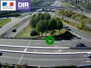 Webcam traffic à Grenoble-sud sur l'autoroute A480. Vue orientée vers l'entrée et la sortie de Grenoble