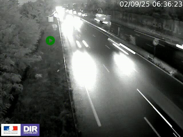 Webcam à Bron sur l'A43 à la jonction avec le boulevard périphérique de Lyon (D383). Vue orientée vers Lyon