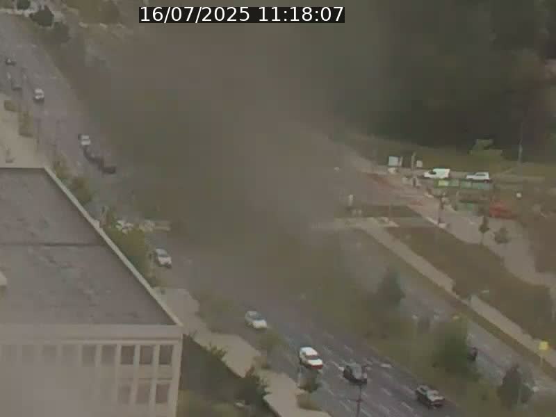 Webcam sur l'avenue John Fitzgerald Kennedy (N51) avec vue sur le Pont rouge (Pont Grande Duchesse Charlotte), l'arrêt Pfaffenthal et l'entrée du quartier Kirchberg