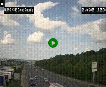 Webcam routière sur N338 à hauteur de Grand-Quevilly en périphérie de Rouen. Vue orientée vers Rouen