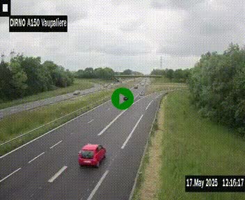 Webcam autoroute A150 à hauteur de La Vaupalière en périphérie de Rouen. Vue orientée vers Rouen