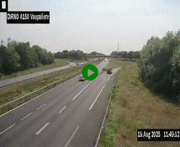 Webcam autoroute A150 à hauteur de La Vaupalière en périphérie de Rouen. Vue orientée vers Rouen