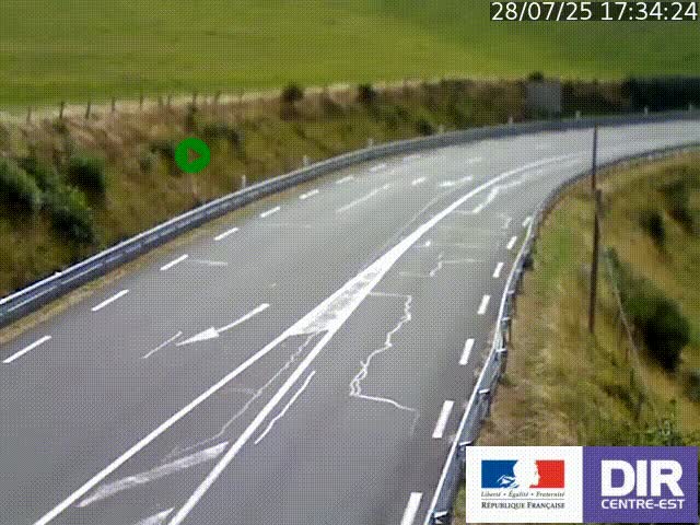 Webcam sur le col Pin Bouchain, vue orientée vers Roanne, en provenance de Lyon sur la nationale 7 (N7)