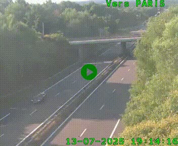Caméra routière sur l'autoroute A20 au nord de Limoges, à la jonction avec la N520. Vue orientée vers Paris
