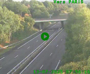 Caméra routière sur l'autoroute A20 au nord de Limoges, à la jonction avec la N520. Vue orientée vers Paris