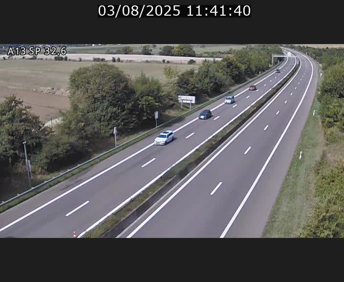 Webcam info trafic A13 à hauteur de Mondorf-les-bains. Vue orientée vers Altwies
