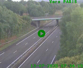 Caméra routière sur l'autoroute A20 au nord de Limoges, à la jonction avec la N520. Vue orientée vers Paris
