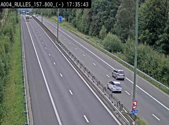 Webcam à Marbehan sur l'E411 à hauteur de la sortie 28a Rulles. Vue orientée vers Bruxelles