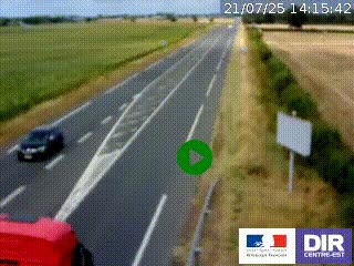 Webcam routière sur la RN7 à hauteur de Toulon-sur-Allier, entre Moulins et Vichy