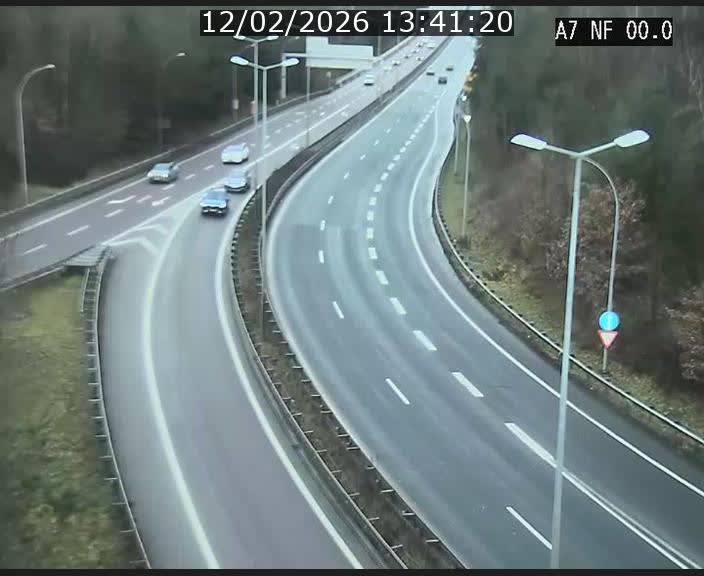 Caméra autoroute Luxembourg A7 - Echangeur A1/A7 Grünewald direction Tunnel Stafelter