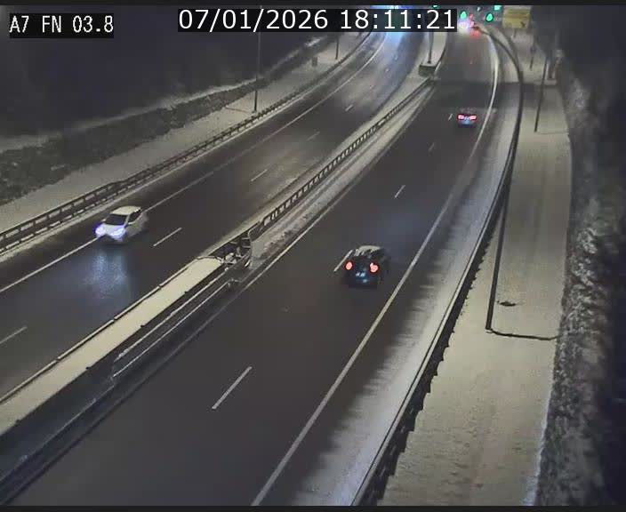 Caméra autoroute Luxembourg A7 - Passage à gibier Rëngelbour - direction Tunnel Stafelter