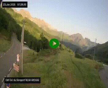 Webcam au col du Somport, côté français, sur la N134, dans les Pyrénées, en direction de l'Espagne, à 1632 mètres d'altitude