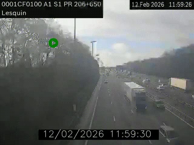 Webcam autoroute A1 à hauteur de Lesquin. Vue orientée vers Lille