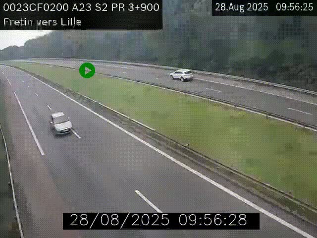 Webcam autoroute A23 à hauteur de Fretin. Vue orientée vers Lille