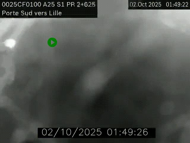 Webcam autoroute A25 sur le périphérique de Lille à hauteur de Lille-Sud et la sortie 3 Faches-Thumesnil. Vue orientée vers Lille-Centre.