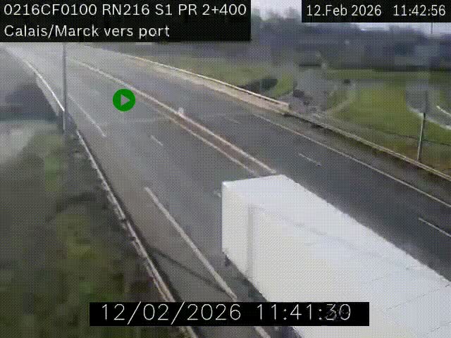 Webcam à Calais sur A216 (N216) en direction du port (harbour) de Calais.
