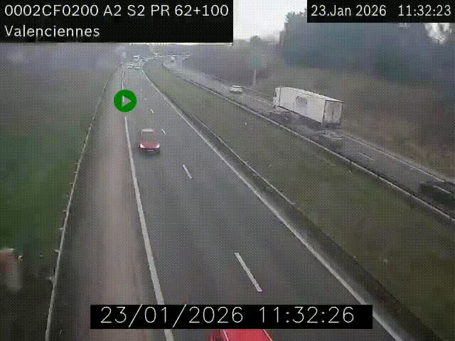 Webcam autoroute A2 à Valenciennes. Vue orientée vers Maubeuge et Mons (Belgique)
