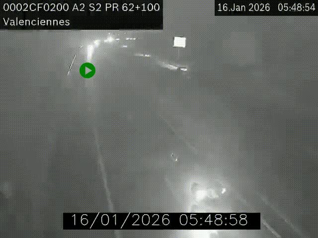 Webcam autoroute A2 à Valenciennes. Vue orientée vers Maubeuge et Mons (Belgique)