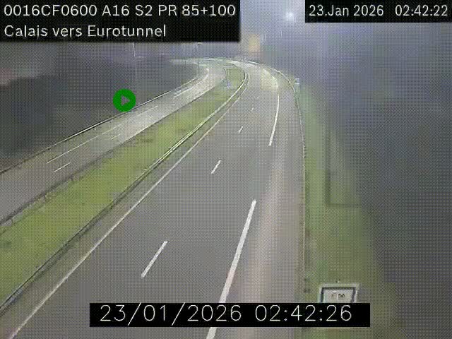 Webcam A16 à Calais en direction du Tunnel sous la Manche (Eurotunnel)
