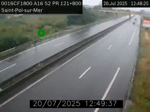 Webcam autoroute A16 à proximité de Dunkerque, à hauteur de la sortie Saint-Pol-sur-Mer. Vue orientée vers Calais