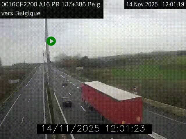 Webcam à la frontière franco-belge au niveau de Bray-Dunes/De-Panne sur l'autoroute A16. Vue orientée vers la Belgique