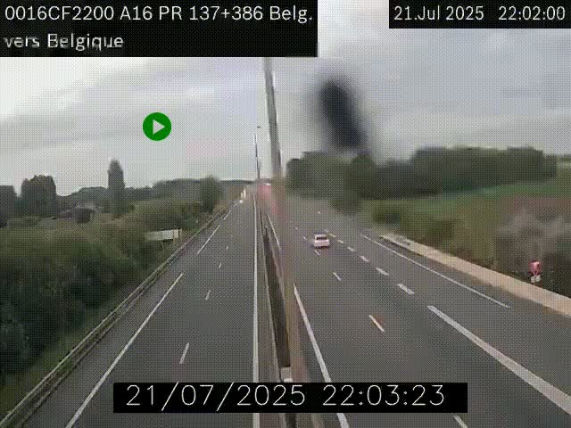 Webcam à la frontière franco-belge au niveau de Bray-Dunes/De-Panne sur l'autoroute A16. Vue orientée vers la Belgique